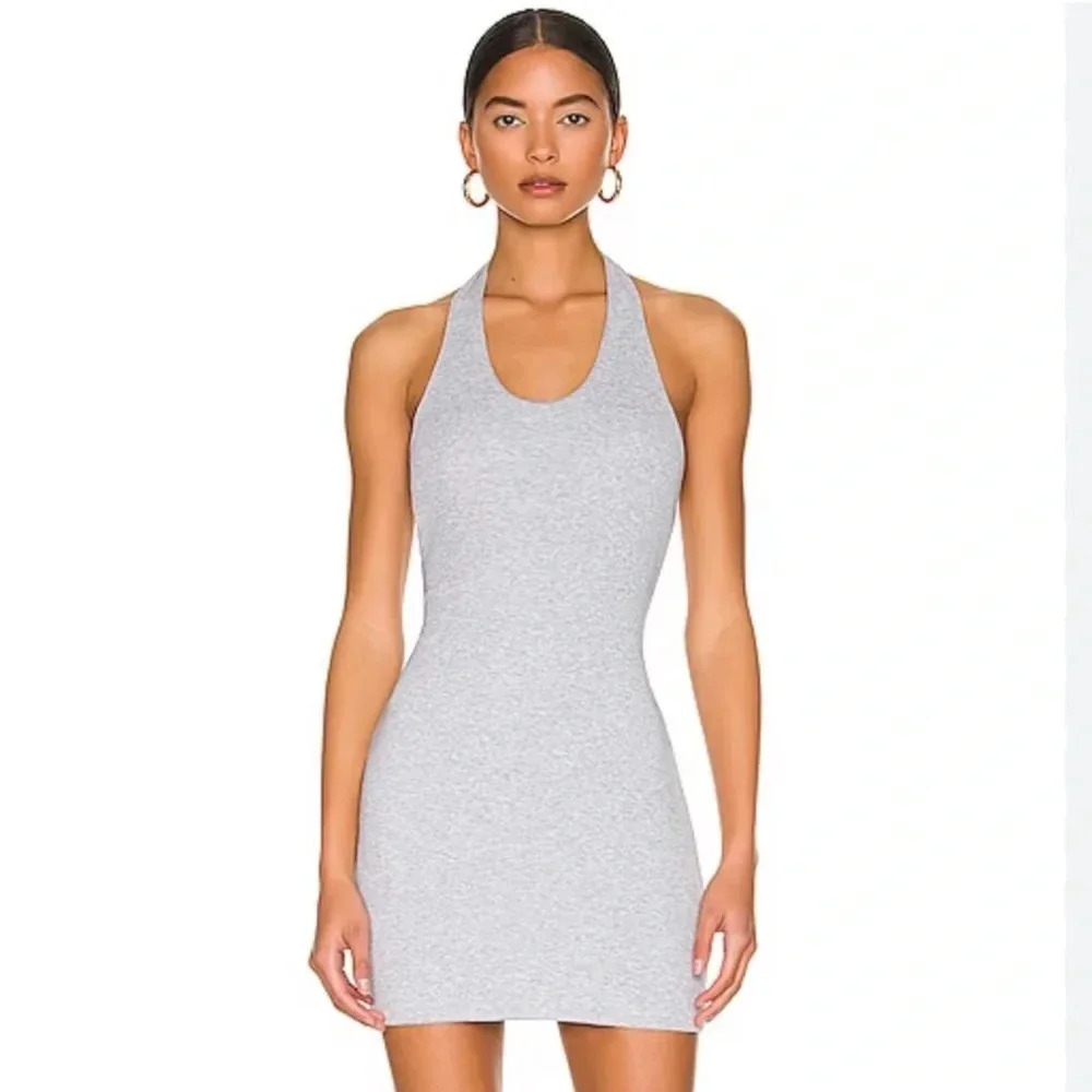 All The Ways Silvija Revolve Grey Mini Halter Dress Gray Small New